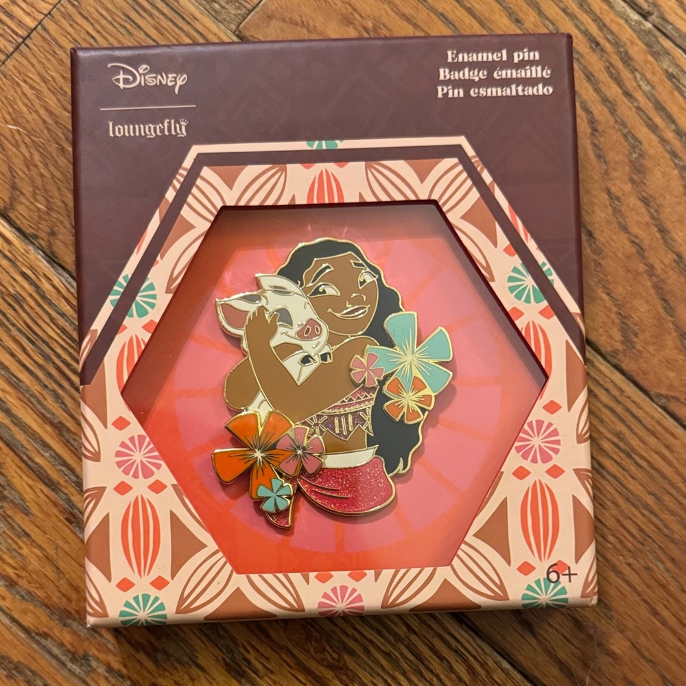 Loungefly Disney Moana Enamel Pin with Orange and Pink Accents